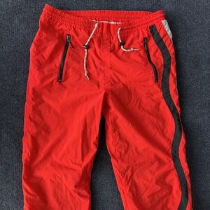 Vintage Puma Pants Mens Large Red Black Track Windbreaker Nylon Zip Pockets 90s